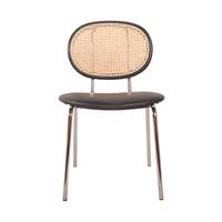 Vente en gros de chaise simple et moderne pour gagner de la place chaise à dossier en rotin avec structure en métal