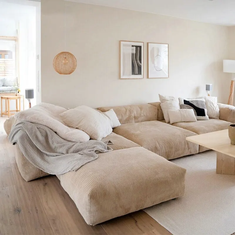 Juego de sofá seccional Modular cuadrado grande americano ATUNUS, muebles de hotel para el hogar Vintage, sofá grande, juego de sofá de tela de pana
