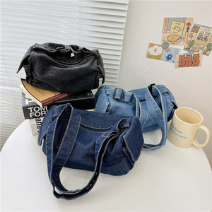 Sac bandoulière rétro en jean coréen pour fille, grande capacité, décontracté et polyvalent, sac à monnaie pour enfant garçon - Product Image 1