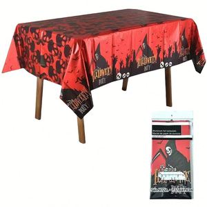 Fournitures de décoration pour fête d'Halloween, nappe de table à imprimé main de zombie sanglante pour Halloween, 54x72 pouces, housses de table en plastique jetables - Product Image 3