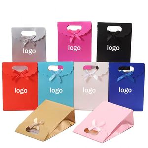 Solid White Cardboard Tote Bag with Bow Design Large Capacity and Customizable Logo Print for Promotional Paper <b>Gift</b> Packaging - Product Image 1