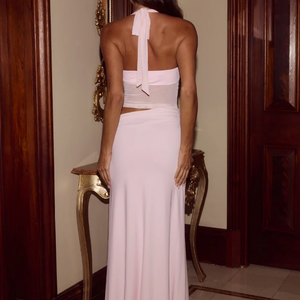 Elegant Pink Chiffon Floor-Length Mermaid <b>Dress</b> Sweetheart Neck Sleeveless Fitted Party Evening Wear - Product Image 2