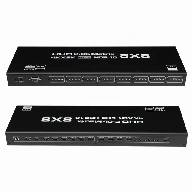 Oright New Arrival 4K for Matrix 8x8 8 in 8 Out HDMI2.0b HDCP2.2 60Hz Metal Black Splitter Box with Remote CE/FCC Certified