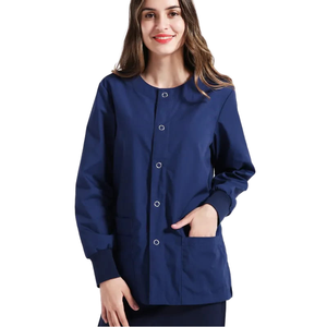 Unisex Casual Long-Sleeved Woven Gradient Cardigan Top <b>Set</b> Nursing Work Clothes Neck Jacket <b>Doctors</b> Breathable Scrub Uniform - Product Image 1