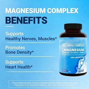 Complejo Triple de Magnesio con Malato, Glicinato y Citrato de Magnesio en Cápsulas para la Relajación Muscular, los Huesos y el Sueño - Product Image 2