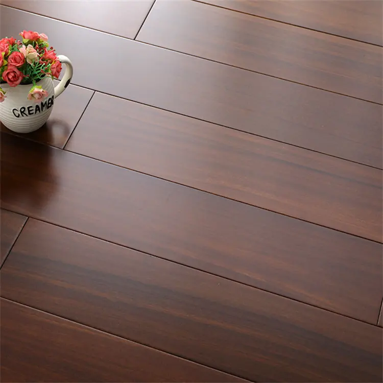 Suelo de madera maciza Okan para interiores, resistente al agua, color nogal, suelo de madera dura de espiga oscura