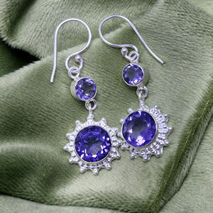 Elegant Iolite Dangle <b>Earrings</b> 925 Sterling <b>Silver</b> Handmade Jewelry Gift for Parties <b>Weddings</b> Trendy Style Wholesale Price - Product Image 1