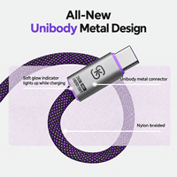 Câble USB-C vers USB-C plat SIKAI NEO en alliage 240W, PD 3.1, tressé, charge rapide, synchronisation 480 Mbps, LED, pour bureau, jeux, téléphone