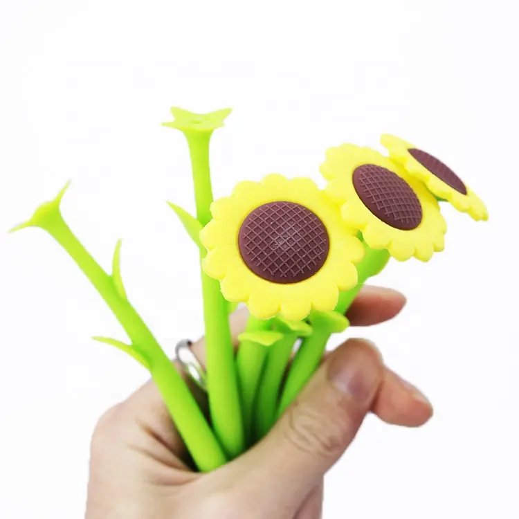 new creative gel pen under the sun change color plant flower silicone handwritten toy pen