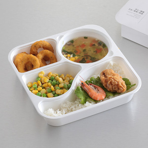 Contenitore per Alimenti da Asporto in Plastica Usa e Getta con 7 Scomparti, Nero Trasparente <span class=keywords><strong>Bianco</strong></span>, Adatto al <span class=keywords><strong>Microonde</strong></span>, con Ciotola per Zuppa - Product Image 3