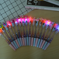 Bolígrafos de Gel Flotantes con Purpurina LED Kawaii, Bolígrafo de Tinta Negra con Diseño de Dibujos Animados