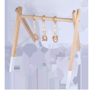 Gymnase d'activités en bois pour bébés et tout-petits de 0 à 2 ans, jouet géométrique avec anneaux et perles suspendus - Product Image 5