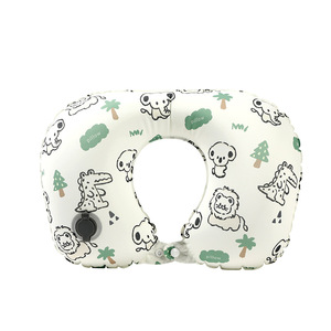 Almohada inflable para el cuello de niños en forma de U, con diseño de animales, de poliéster, portátil para viajes, 28x26x14cm - Product Image 1