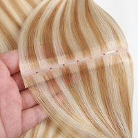Ekstensi Rambut Manusia Remy Eropa 100% Asli, Direct Factory Invisible XO Weft Seamless Double Side Injected Butterfly Weft Dengan Lubang