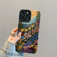Étui de téléphone portable en cuir artificiel TPU avec impression de fleurs colorées style graffiti pour iPhone X Xr 11 12 13 14 15 16 17 18 Pro Max