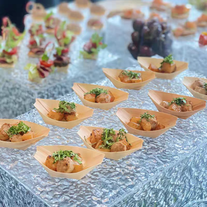 100 pcs/बैग 6 इंच अनुकूलन लोगो डिस्पोजेबल लकड़ी की नावों रेस्तरां पर्यावरण के अनुकूल, स्वच्छ और अपमानजनक - Product Image 1