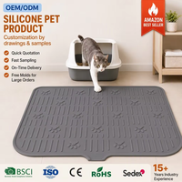 Tapis de litière pour chat avec logo personnalisé, imperméable, anti-fuite, résistant aux taches, en silicone, rectangulaire, bords droits, motif géométrique, grande taille
