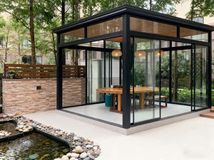 Véranda moderne sur pied avec cadre en aluminium et toit incliné pour villa, <span class=keywords><strong>solarium</strong></span> résidentiel, hôtel, parc, maison vitrée - Product Image 5