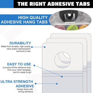Clear Hook Hang Tabs Round Hole Self <strong>Adhesive</strong> Hanging Tabs Heavy Duty Sticky <strong>Adhesive</strong> Hang Tags for Retail Displays - Product Image 6