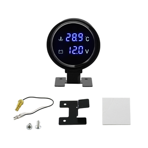Wenle 2-in-1 LCD kỹ thuật số xe sửa đổi tự động thiết bị điện tử 12V Ánh sáng màu xanh nhiệt độ nước Vôn kế Đo với Temp cảm biến - Product Image 1