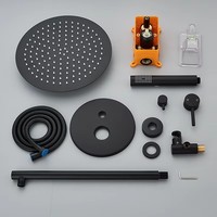 Sistem Pancuran Hujan Matte Black 10 inci dengan Semprotan Genggam, Kit Pancuran Tekanan Tinggi dengan Katup & Trim, OEM untuk Grosir & Proyek