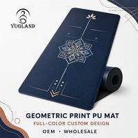 Tapis de yoga en PU lisse Yugaland Premium ESG avec logo personnalisé, antidérapant, pour le bien-être des entreprises, vente en gros