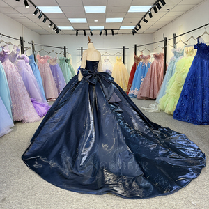 Robe de Quinceañera élégante bleu nuit Dy6913, robe de bal ornée de perles, dos corset, avec corsage en satin Jancember - Product Image 2