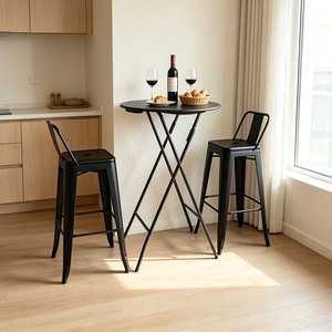 Sgabelli da <span class=keywords><strong>Bar</strong></span> Moderni Industriali Impilabili in Metallo, Altezza Bancone, per Esterni <span class=keywords><strong>e</strong></span> Sala da Pranzo - Product Image 4