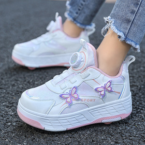 Flashing Roller <b>Skates</b> for Children Mesh Material with Wheels Sport Style <b>Girl</b> Size 30-37 - Product Image 1