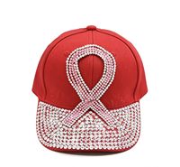 Casquette de baseball pour femme rose tendance avec strass et ruban de sensibilisation, plusieurs couleurs, personnalisable et disponible en gros