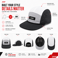 Gorra Suave de Nailon Personalizada DYMF para Camping, Gorra de 5 Paneles para Correr con Logotipo Bordado 3D, Gorra de Campamento Perforada de Poliéster Impermeable