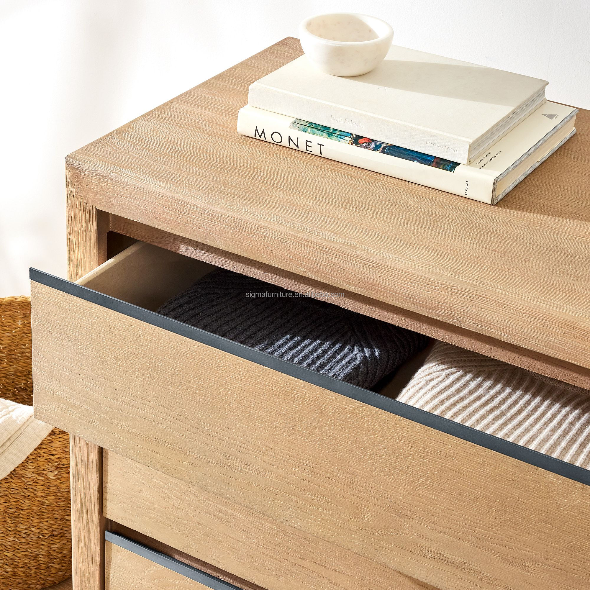 Nordic Style Factory Supply Indoor Furniture Bedroom Home Storage Furniture 6 Drawers Dresser