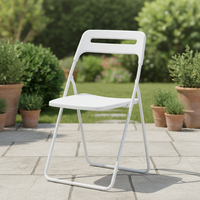 Chaises pliantes de camping, de plage, de banquet, de conférence pour événements, en acier métallique pliable pour l'extérieur, cadre en acier blanc et noir, plastique