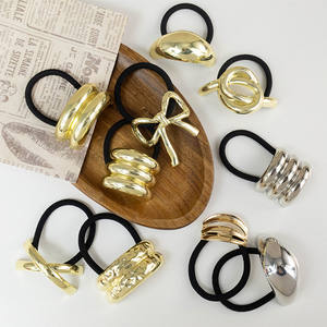 Noeud à cheveux personnalisé en métal fait à la main de haute qualité perle strass élastiques à cheveux cravates à cheveux pour les femmes - Product Image 3