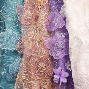 Tissu pour robe d'enfant de mode américaine avec broderie florale 3D en forme de rose perlée pour robes d'enfant en dentelle <span class=keywords><strong>suisse</strong></span> - Product Image 4