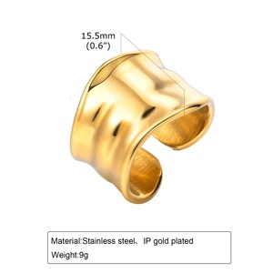 High End Jewelry Waterproof Gold Plated Stainless Steel Irregular Cuff <b>Rings</b> for Women - Product Image 6