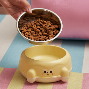 Bol pour animaux de compagnie en acier inoxydable, antidérapant, anti-renversement, détachable, facile à nettoyer, pour chat, forme arrondie, Cw7002 - Product Image 3