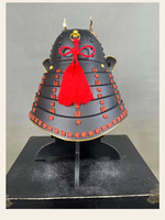Casque d'armure de samouraï japonais en métal avec broderie 3D, accessoire de scène portable pour la décoration de restaurants et pubs japonais, utilisation en extérieur