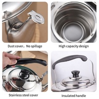 Haute Capacité 5L En Acier Inoxydable Sifflement Théière Cafetière Thé Chauffage Wattle Bouilloire
