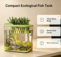 Nouvel aquarium rectangulaire compact et transparent pour poissons rouges et tortues, idéal pour la maison ou le bureau