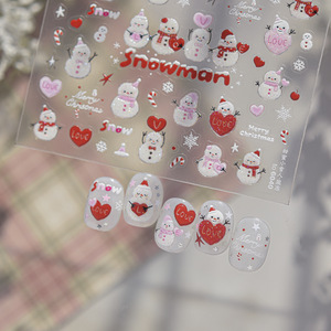 สติ๊กเกอร์ติดเล็บลายสโนว์แมนคริสต์มาสฤดูหนาวแบบใหม่ น่ารัก หวาน ติดเองได้ สำหรับตกแต่งเล็บ ขายส่ง - Product Image 2