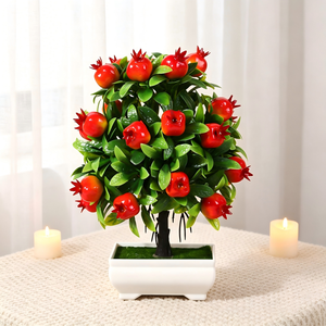 LUYI - Planta Artificial en Maceta de Espuma Plástica, Estilo Moderno, Hecha a Mano, Simulación de Manzana y Naranja, Adornos de Imitación Verde, Envío Rápido - Product Image 5