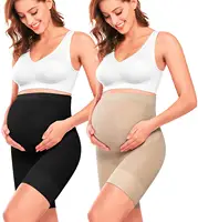 Yumuşaklık dikişsiz yüksek bel orta uyluk gebelik iç çamaşırı hamile şort önlemek reşo analık Shapewear kadınlar için