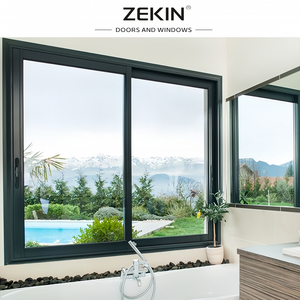 Fenêtres personnalisées à double vitrage coupe-vent au design moderne style américain en aluminium à coulissement horizontal bon marché en alliage d'aluminium - Product Image 2