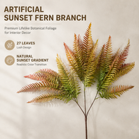 Faux tronc de fougère artificielle effet coucher de soleil pour décoration de sol de café, arrangement de plantes simulées, branche de feuillage en gros