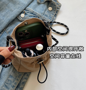 2026 <strong>Simple</strong> <strong>Mobile</strong> Phone <strong>Bag</strong> for Women Thin Drawstring Canvas Crossbody <strong>Bag</strong> Versatile Mini One-shoulder Coin Wallet - Product Image 4