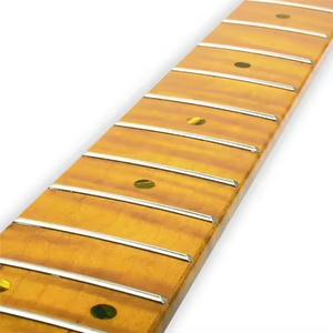 Mástil de guitarra ST de 21 trastes y 9.5 pulgadas de radio, de arce flameado con diapasón de arce, acabado brillante, para reemplazo de guitarra - Product Image 4