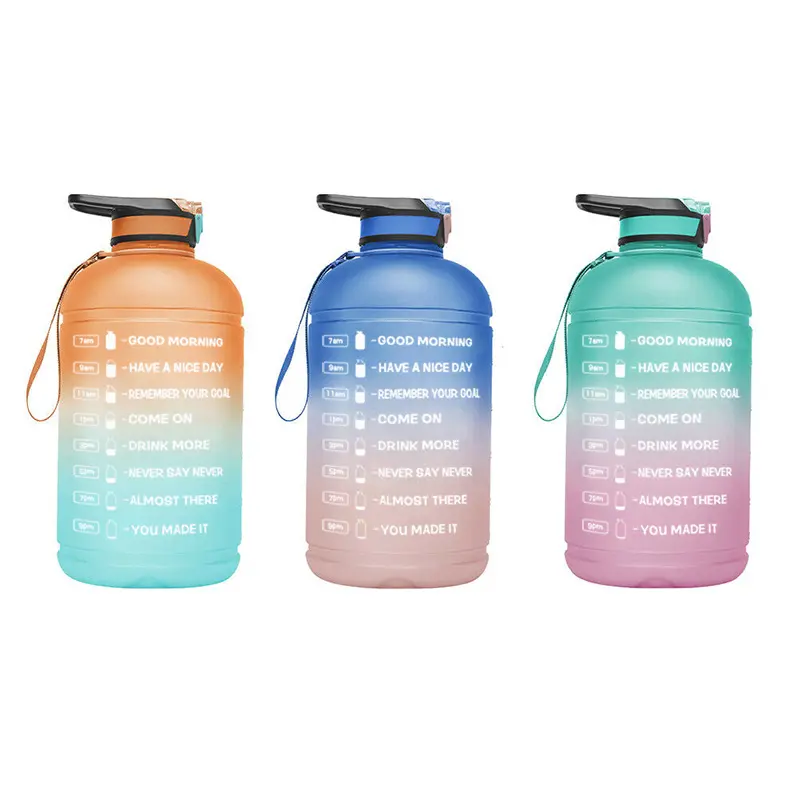 1 Gallon 128oz fitness Gym Outdoor Sport Travel BPA Free Tritan water bottle sport jugs with Time Marker & Straw