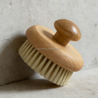 Brosse de douche exfoliante ovale en bois, simple, douce et rigide, avec poils naturels de sanglier et de nylon, réutilisable, pour un nettoyage en profondeur et un massage du dos