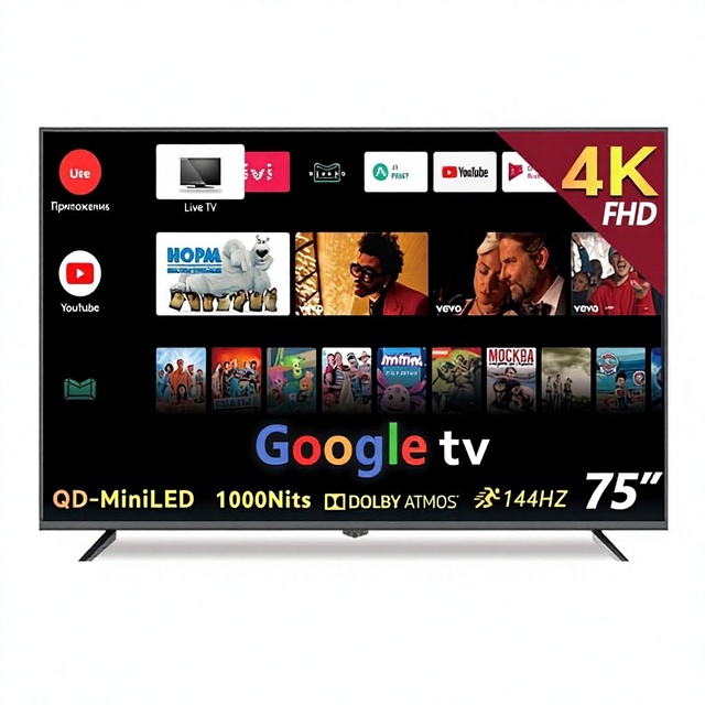 Weier LED Mexican 4K Ultra-Slim Smart TV with Google Android Tizen Whale System for Hotel Use Black